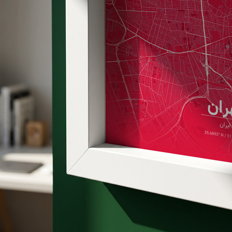 تابلو طرح نقشه شهر تهران مدل G19274 فریم سفید