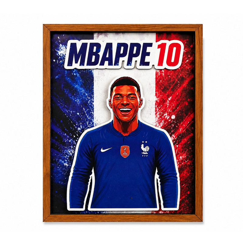 تابلو طرح سه بعدی مدل MBAPPE فریم قهوه ای