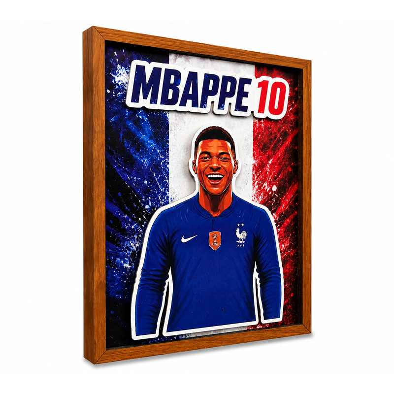تابلو طرح سه بعدی مدل MBAPPE فریم قهوه ای