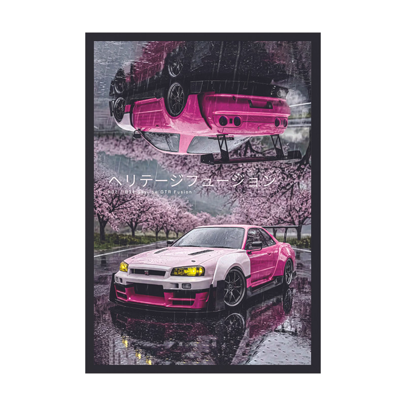 تابلو وین چیتا مدل نیسان و شکوفه گیلاس کد 01 فریم مشکی