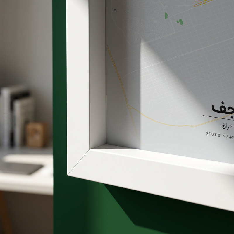تابلو طرح نقشه شهر نجف مدل G17583 فریم سفید