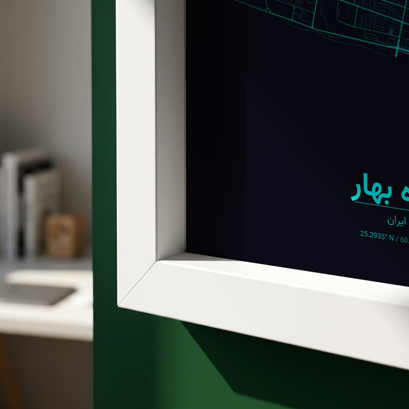 تابلو طرح نقشه شهر چاه بهار مدل G21300 فریم سفید