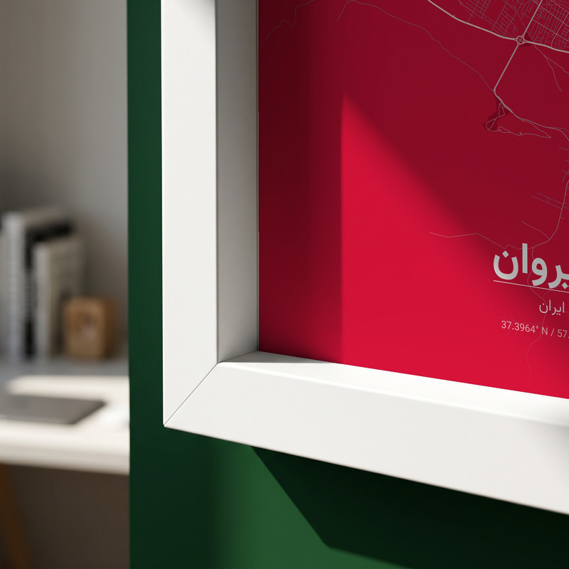 تابلو طرح نقشه شهر شيروان مدل G20075 فریم سفید