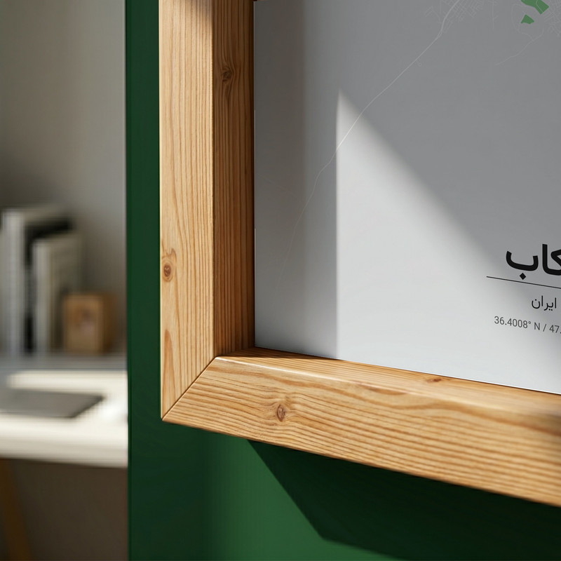 تابلو طرح نقشه شهر تكاب مدل G19237 فریم کرم روشن