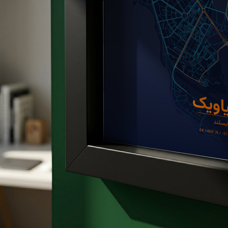 تابلو طرح نقشه شهر ریکیاویک مدل G16775 فریم مشکی