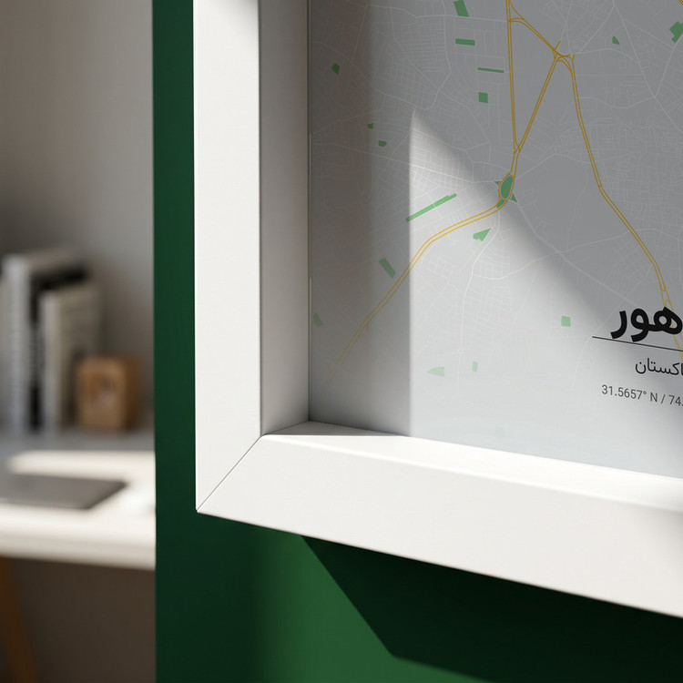 تابلو طرح نقشه شهر لاهور مدل G17196 فریم سفید
