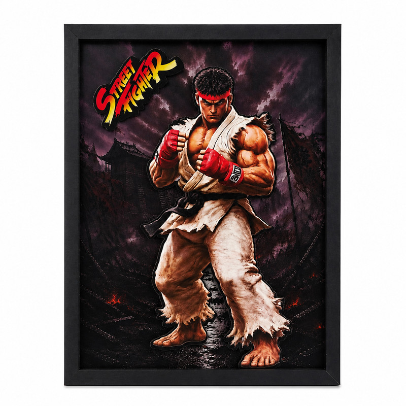 تابلو طرح سه بعدی مدل street fighter فریم مشکی