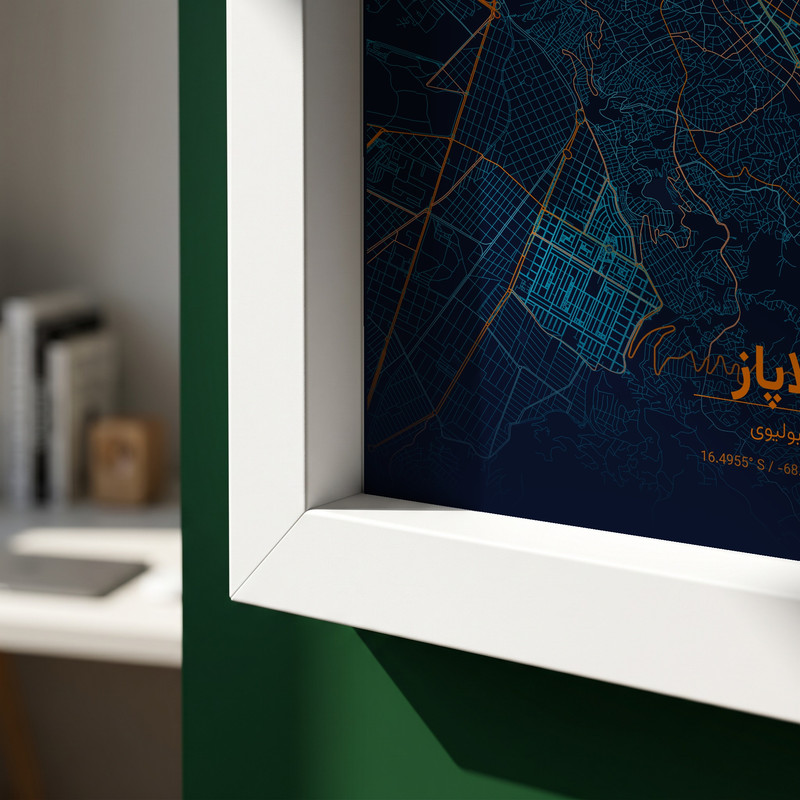 تابلو طرح نقشه شهر لاپاز مدل G17208 فریم سفید