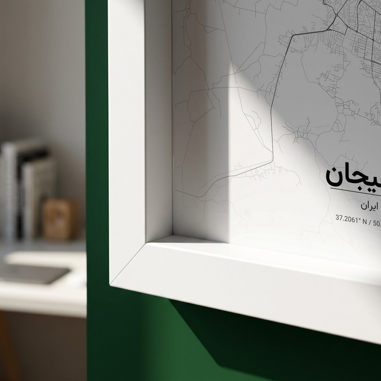 تابلو طرح نقشه شهر لاهيجان مدل G20631 فریم سفید