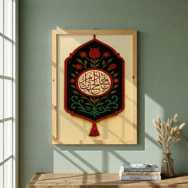 تابلو طرح خادم الحسین مدل G14190 فریم کرم روشن