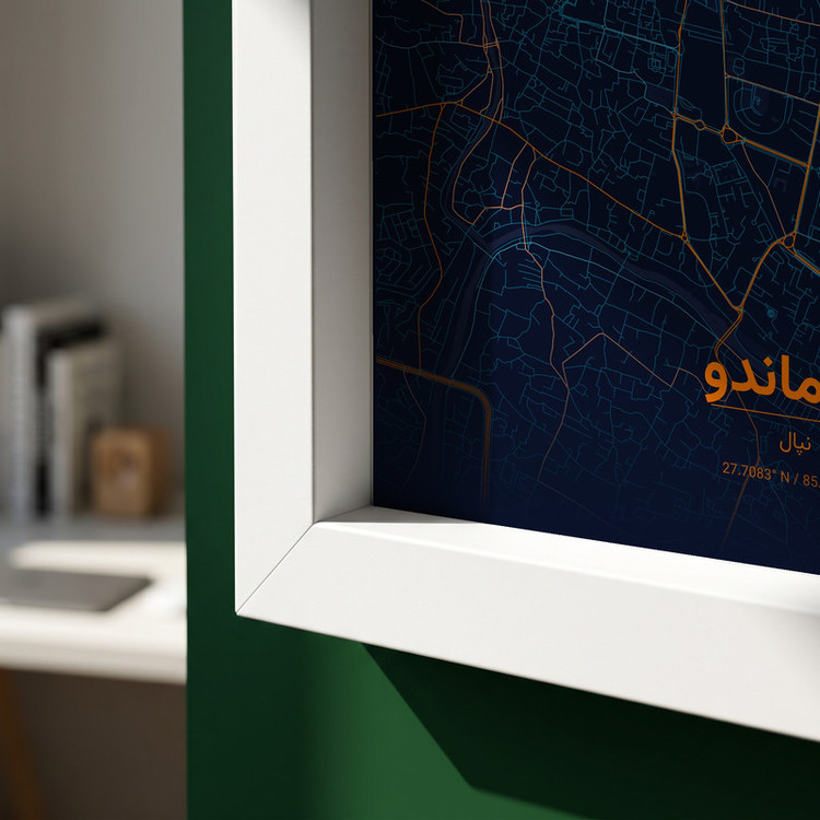 تابلو طرح نقشه شهر کاتماندو مدل G18105 فریم سفید