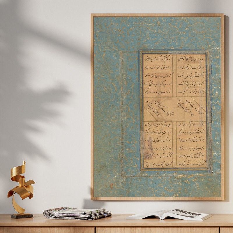 تابلو طرح نگارگری سنتی مدل G00144 فریم کرم روشن
