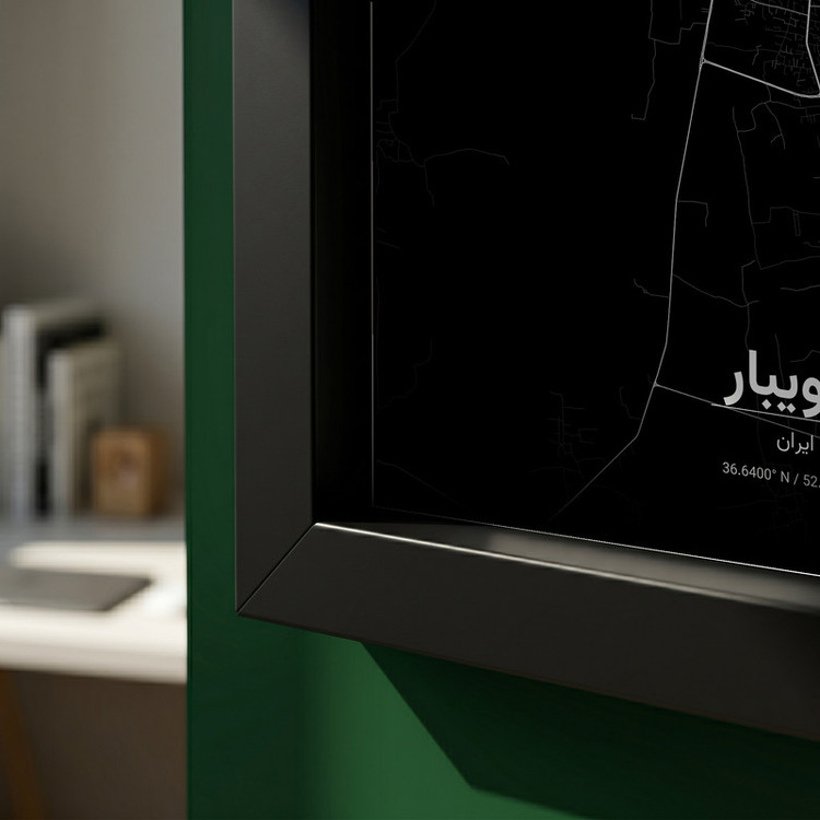 تابلو طرح نقشه شهر جويبار مدل G19331 فریم مشکی