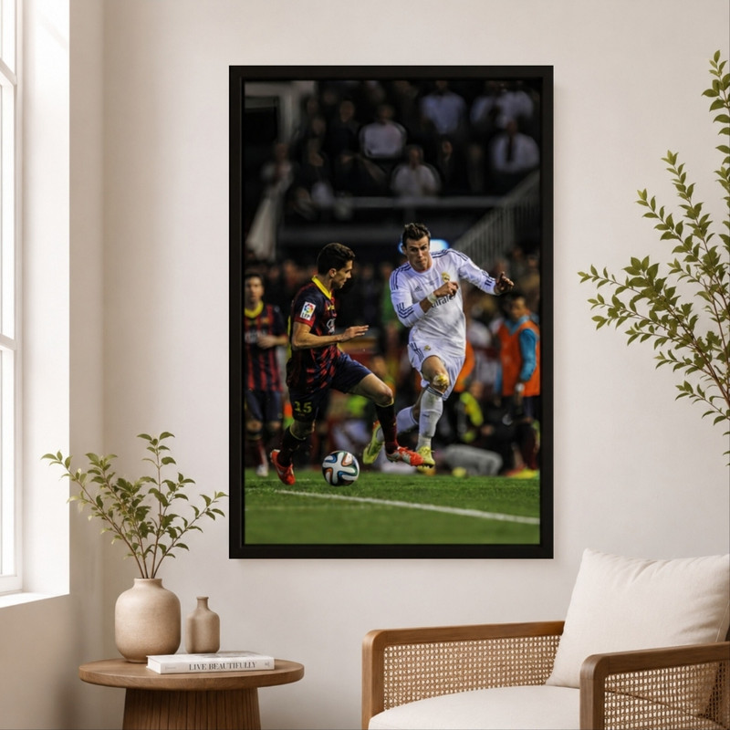 تابلو طرح گل گرت بیل Gareth Bale مدل 1372 فریم مشکی