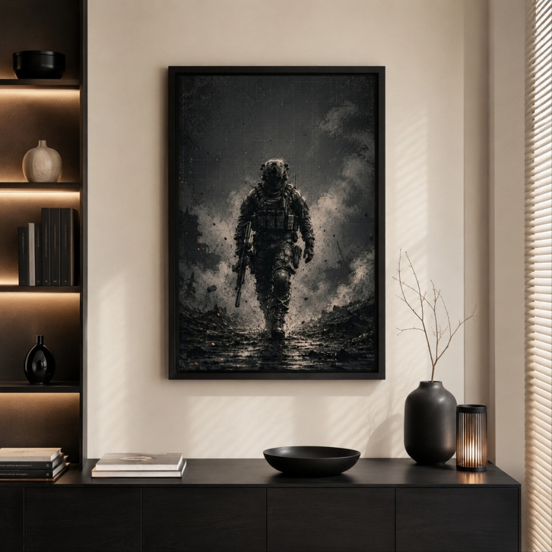 تابلو طرح بازی Call Of Duty مدل 1340 با فریم مشکی