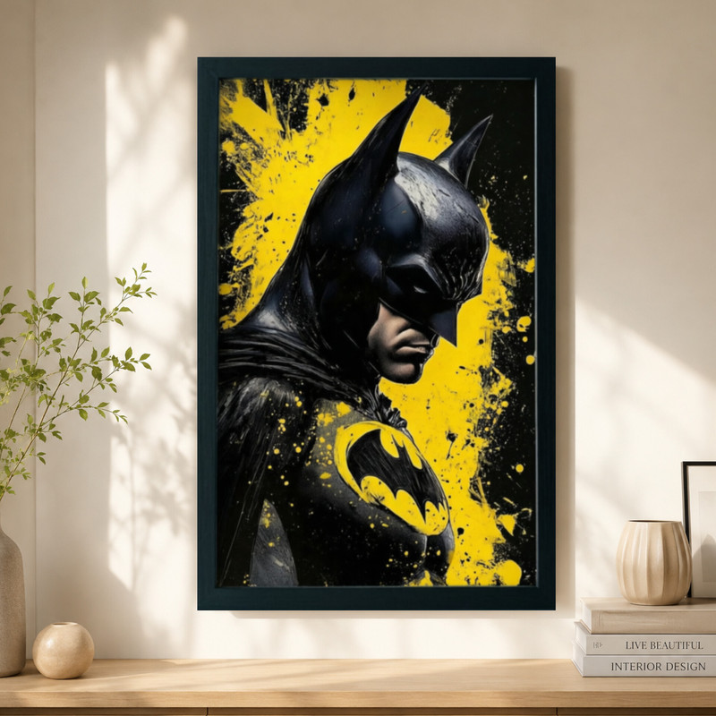 تابلو دیواری طرح بتمن Batman مدل 1390 با فریم مشکی