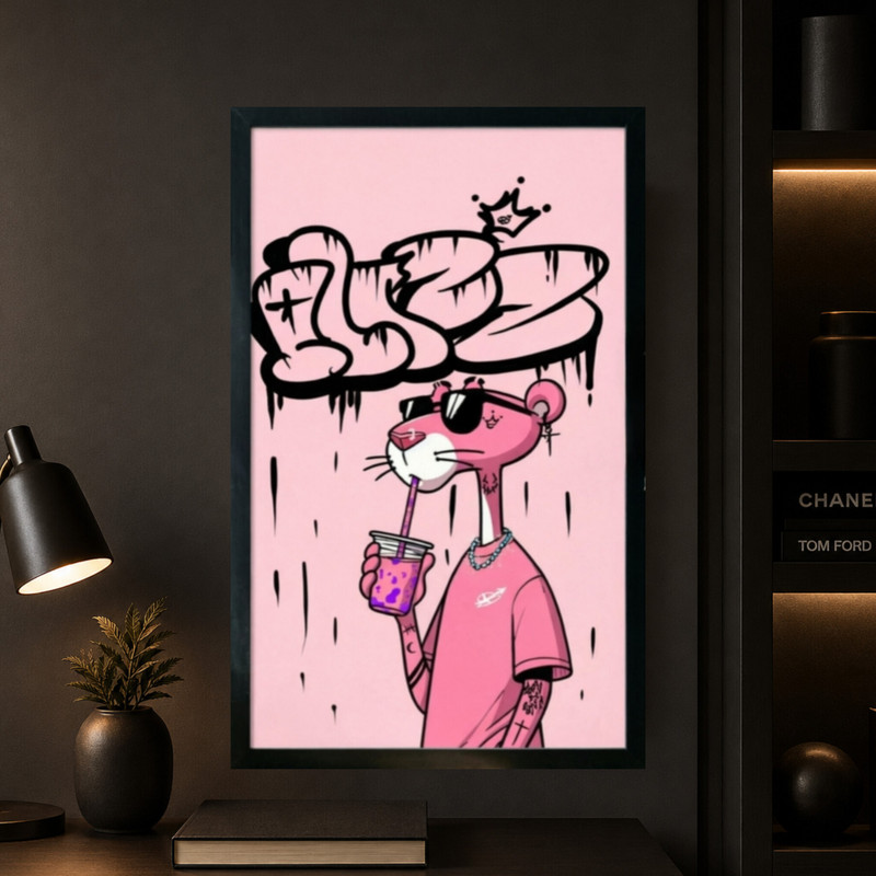 تابلو طرح Pink Panther مدل 1426 فریم مشکی